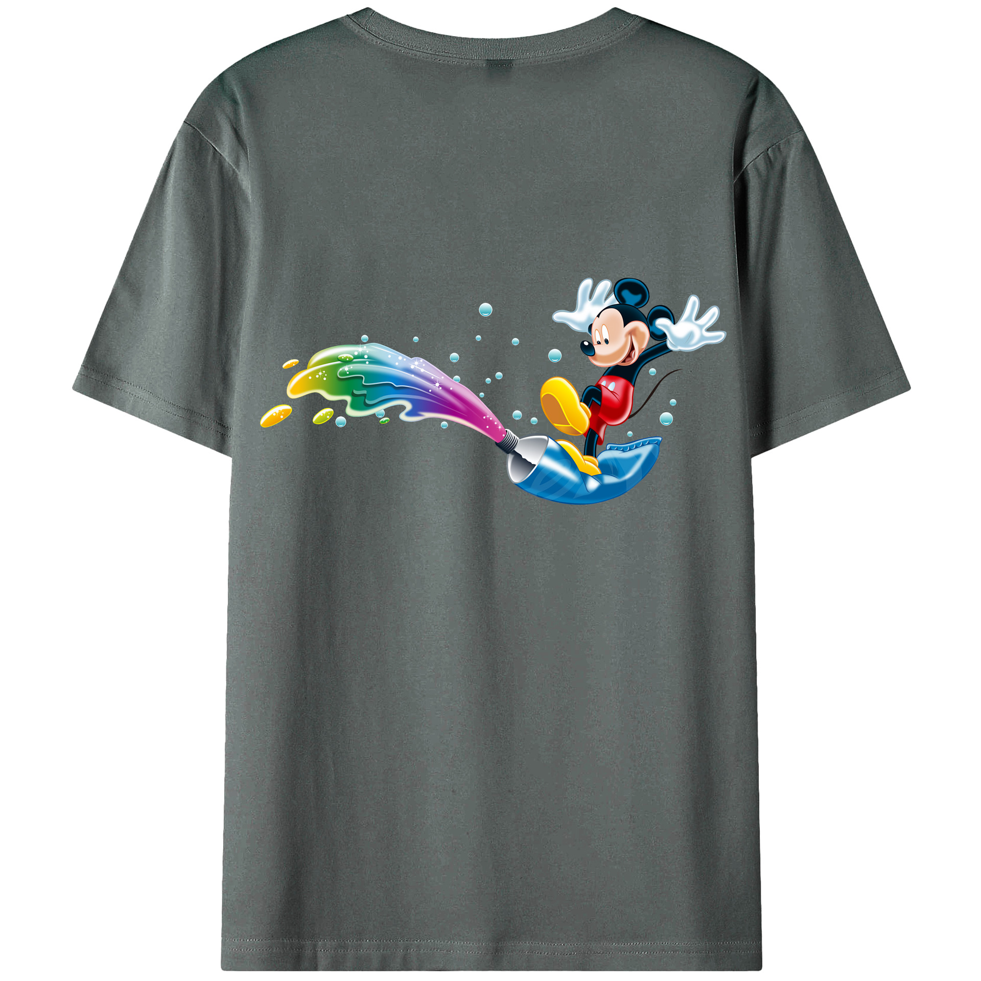 （画像用） ミッキーマウス Mickey Mouse 綿100％ メンズ半袖Tシャツ（バックプリント） 通気性
